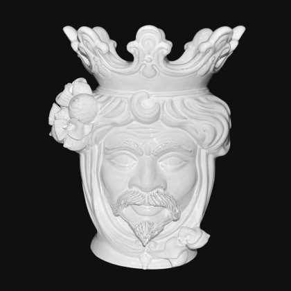 Ceramic Head with lemons h 40 white line male - Modern Moorish heads Sofia Ceramiche