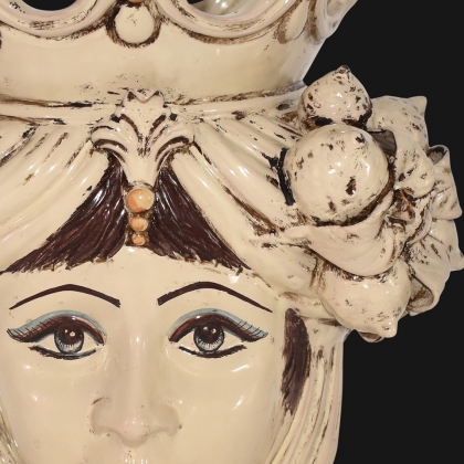 Ceramic Head with lemons h 40 Ivory Line female - Sofia Ceramic