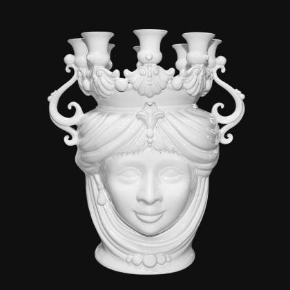 Testa a candeliere h 40 white line femmina - Teste di moro moderne Sofia Ceramiche