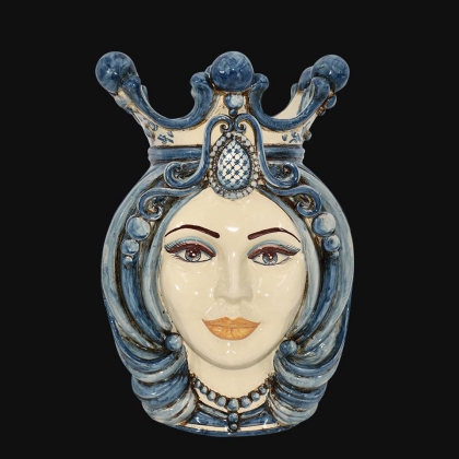 Ceramic Head of Sicily h 38 mono blu female - Sofia Ceramiche artistic Ceramics