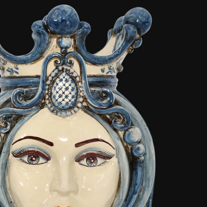 Testa h 38 in monocromia di blu femmina - Ceramiche Di Caltagirone Sofia
