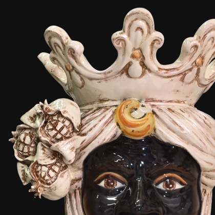 Ceramic Head with pomegranates h 40 Ivory Line male - Sofia Ceramica