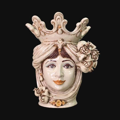Testa h 40 melagrana avorio donna - Ceramiche di Caltagirone