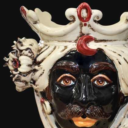 Ceramic Head with pomegranates h 25 ivory line male - Sofia Ceramic