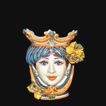 Ceramic Head with lemons h 25 blu/orange female