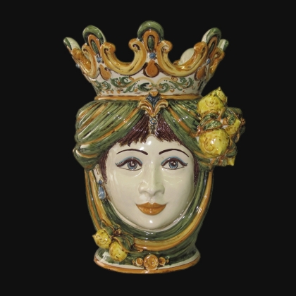 Ceramic Head with lemons h 40 green/orange female